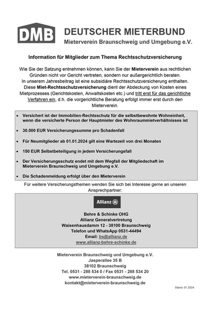 Info Flyer Rechtschutzversicherung